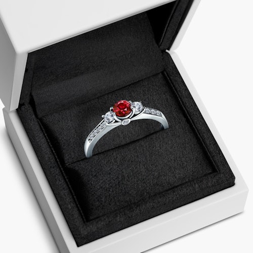 Pierścionek zaręczynowy Dream: białe złoto, rubin